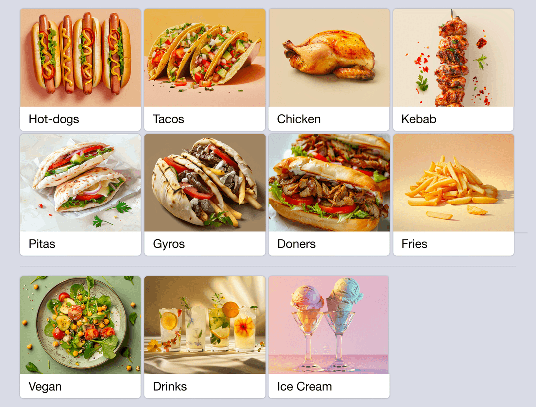 Menu with pictures