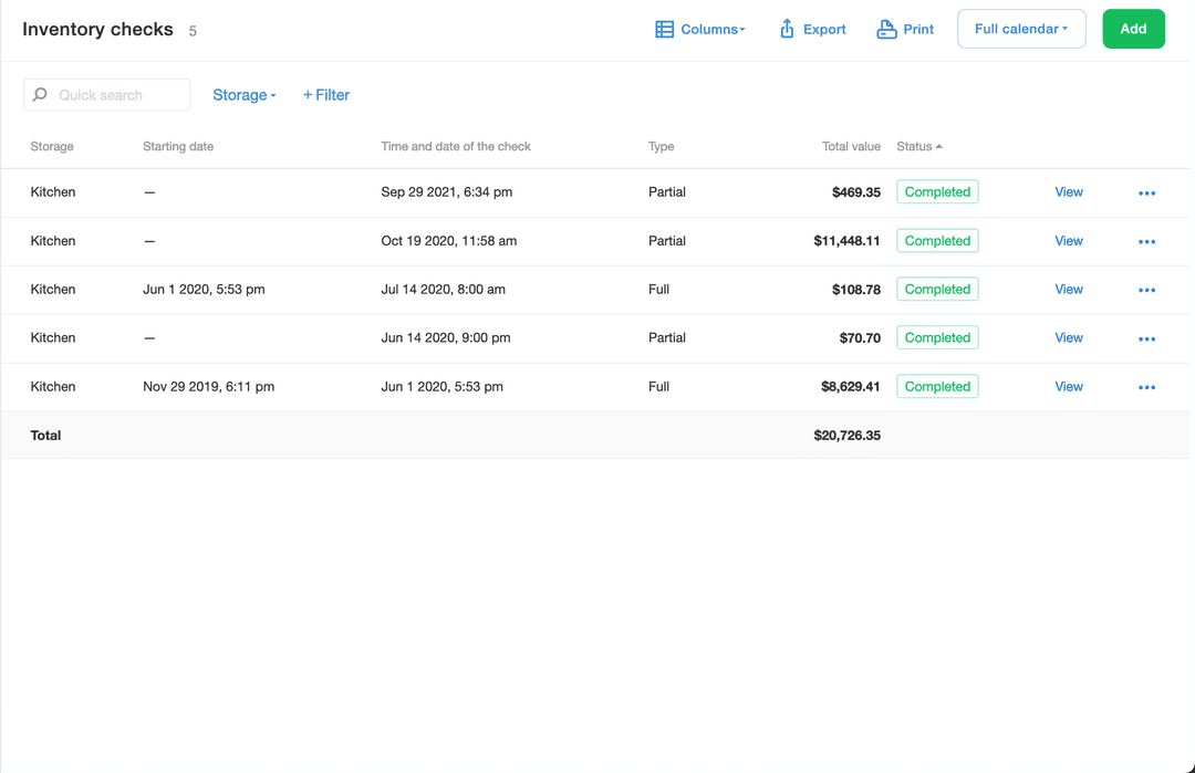 Track ingredients at all stages of preparation 