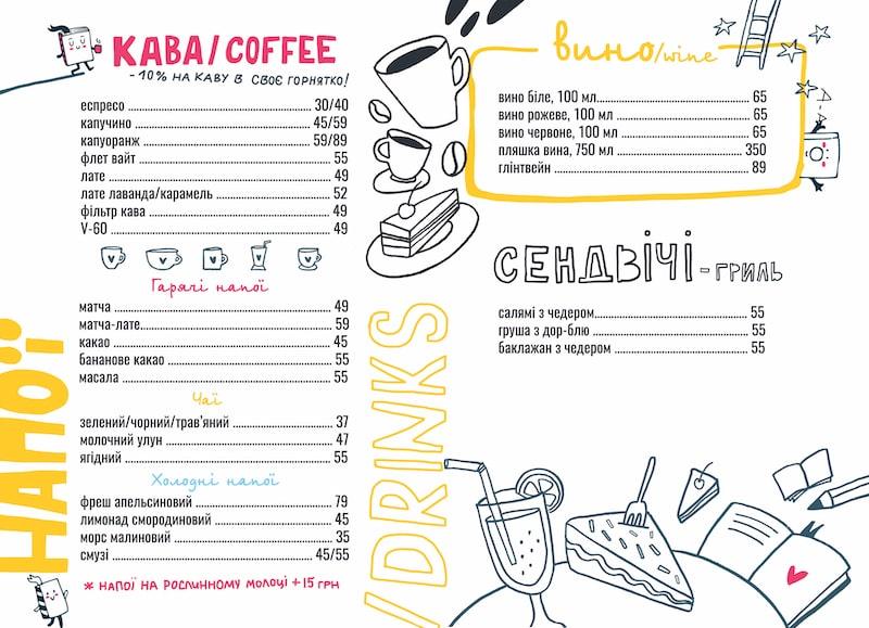 Дизайн меню в кав'ярні