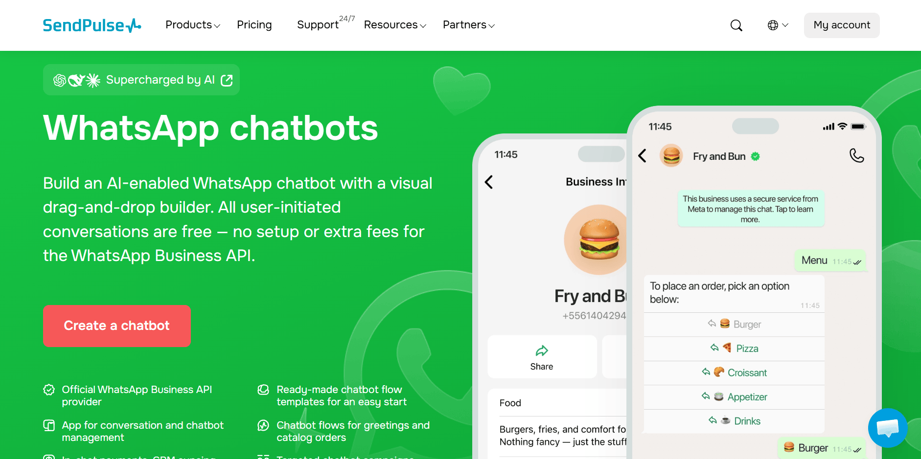 SendPulse WhatsApp automation platform interface
