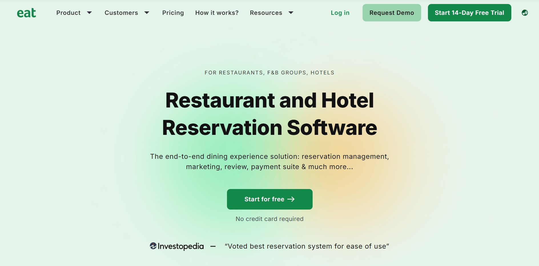 Eat App reservation software interface