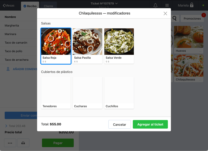 Trabaja con modificadores