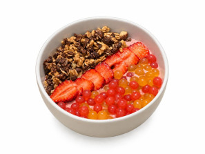 Mango Strawberry Protein Smoothie Bowl