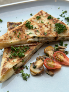 Pancake with cheese and mushroom