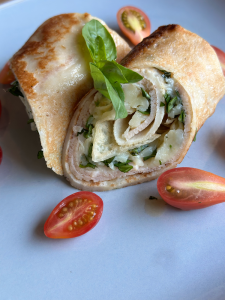 Pancake with chicken and mozarella